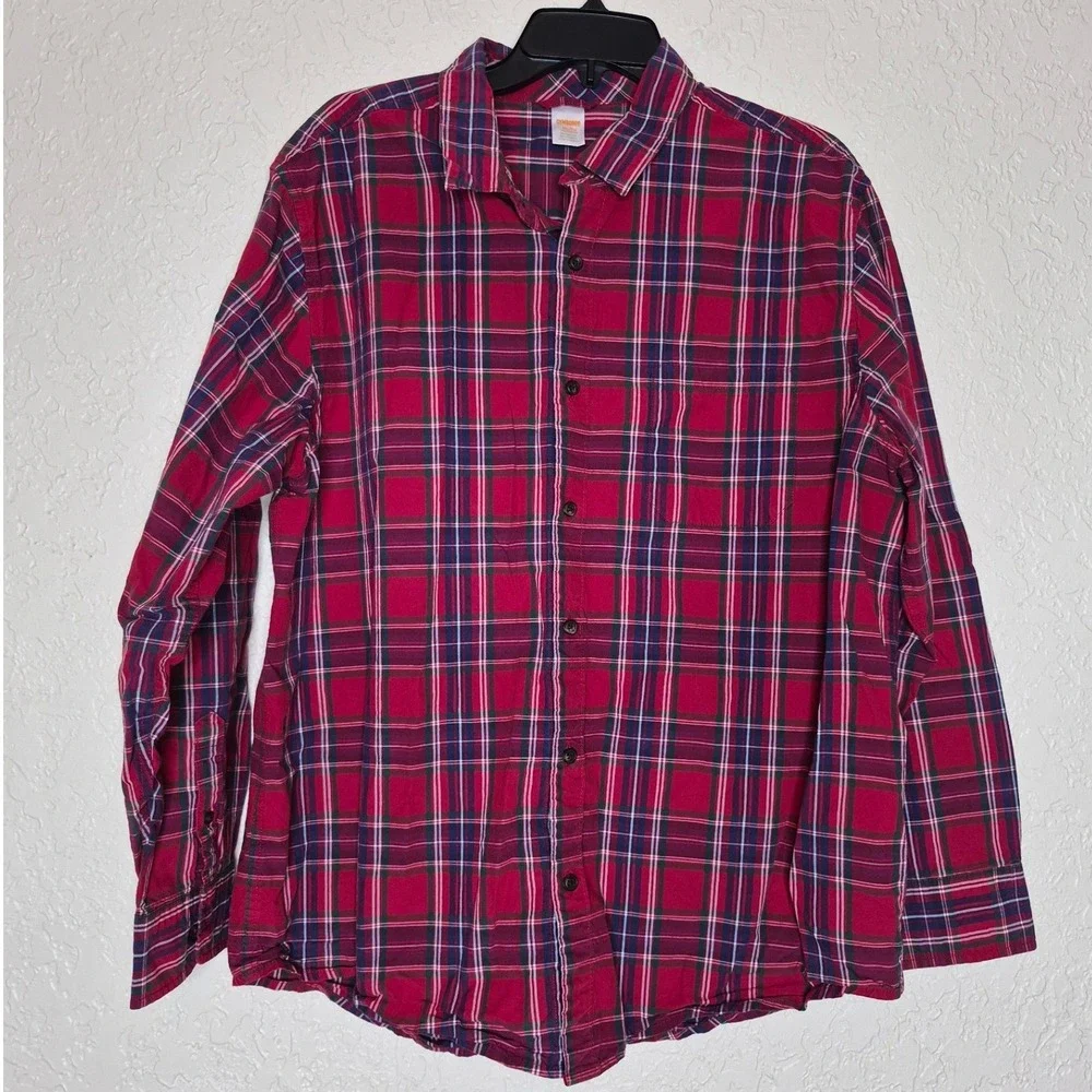 Gymboree Boys Red Plaid Button Down Shirt Long Sleeve Cotton XL Kids